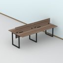 Ver imagem 1 de Plataforma Dupla Escrivaninha Tub Corporativa Light 4 Lugares 240cm Industrial Walnut e Preto