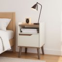 Ver imagem 1 de Mesa de Cabeceira Retrô com Pés Palito de Madeira Gabriela:off White