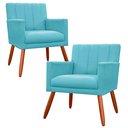 Ver imagem 1 de Kit 2 Poltrona Decorativa Miami Turquesa para Sala de Estar Recepção
