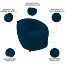 Ver imagem 7 de Sofá 3 Lugares Living 180cm e 1 Poltrona Giratória Garbin K04 Veludo Azul Marinho - Mpozenato