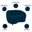 Ver imagem 6 de Sofá 3 Lugares Living 180cm e 1 Poltrona Giratória Garbin K04 Veludo Azul Marinho - Mpozenato