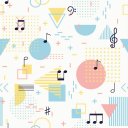 Ver imagem 1 de Papel de Parede Decorativo Musical com Formas e Notas 3,3m