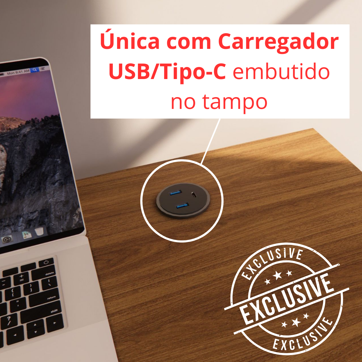 Mesa Escrivaninha Home Office Estilo Industrial 100% Mdf com Usb/tipo-c Embutido:branco - 11