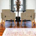 Ver imagem 2 de Kit 4 Poltrona para Sala Recepção Consultório Cadeira Nina Pés Palito Nude Suede
