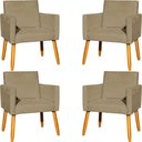 Ver imagem 1 de Kit 4 Poltrona para Sala Recepção Consultório Cadeira Nina Pés Palito Nude Suede