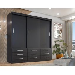 Guarda Roupa Casal Capri 3 Portas Correr 9 Gavetas - 2
