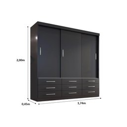 Guarda Roupa Casal Capri 3 Portas Correr 9 Gavetas - 4