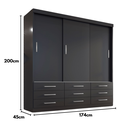 Ver imagem 4 de Guarda-Roupa Casal 3 Portas Correr 9 Gavetas Capri