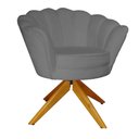 Ver imagem 2 de Kit 2 Poltronas Estofada Com Base Giratória de Madeira Pétala Suede Cinza - LM DECOR