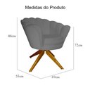 Ver imagem 4 de Kit 2 Poltronas Estofada Com Base Giratória de Madeira Pétala Suede Cinza - LM DECOR