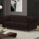Ver imagem 1 de Sofá Living Sala de Estar Stanford Chesterfield 2 Lugares 180cm Pés de Madeira Couro Marrom G58 - Gr