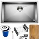 Ver imagem 1 de Cuba Quadrada Inox 304 Cozinha Pia Embutir Sobrepor Gourmet 70x40 Premium Lixeira Embutir 5l,tábua M