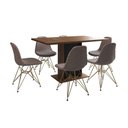 Ver imagem 6 de Mesa Jantar Londres Retangular Amêndoa 137x90 Base Preta 6 Cadeiras Estofadas Nude Médio Base