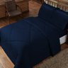 Jogo de Cama 6 peças Dupla Face Casal Queen Azul Marinho Casen - Edredom Incluso - 1