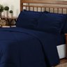 Jogo de Cama 6 peças Dupla Face Casal Queen Azul Marinho Casen - Edredom Incluso - 4