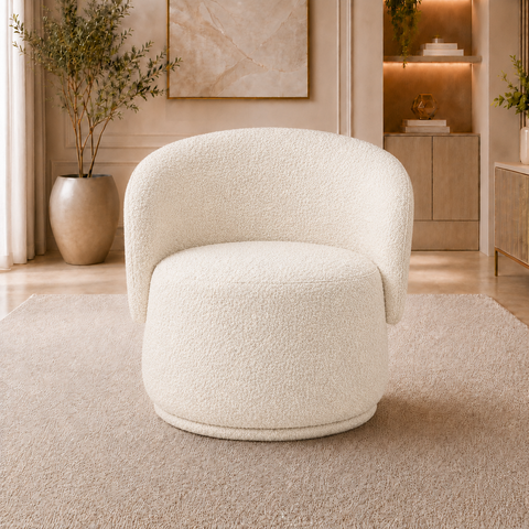 Poltrona Decorativa Beatriz Giratória Boucle Sala Estar Recepção Quarto