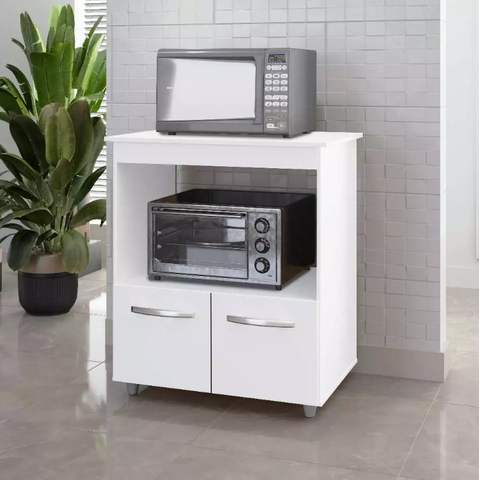 Balcão Multifuncional Angela para Cozinha Forno e Microondas Branco - Moblis