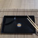 Ver imagem 3 de Jogo 24 Pratos para Sushi com Porta Shoyu Preto Quadrados Comida Japonesa Coza