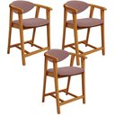 Ver imagem 1 de Kit 03 Banquetas Baixa para Cozinha Sala Jantar Bancada Cecília L02 Suede Rosê - Lyam Decor