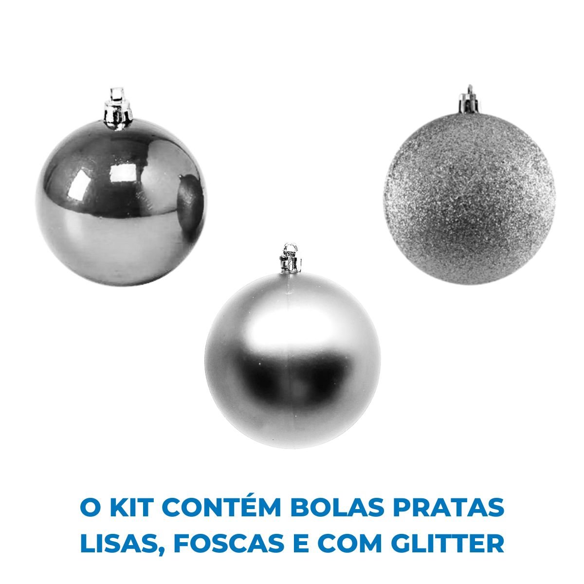 Bola Natalina 8cm Tubo com 6 Peças Mistas - Prata - 4