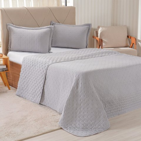 Kit Colcha Casal Santorini New 220x240cm Platina