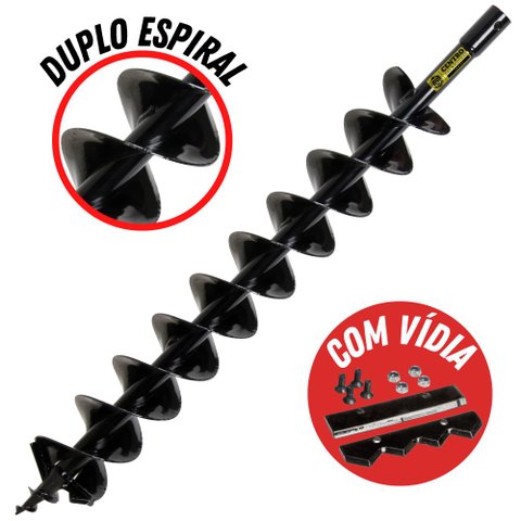 Broca Para Perfurador De Solo Kawashima Com Espiral Duplo E Lâmina de Vídia 80x10cm Robusta