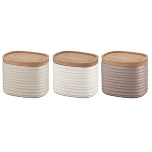 Cj de 3 Potes Small 500ml em Pláscito 100% Pós Consumo com Tampa Hermétrica de Bamboo - Sortido - T