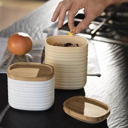 Cj de 3 Potes Small 500ml em Pláscito 100% Pós Consumo com Tampa Hermétrica de Bamboo - Sortido - T - 3