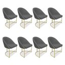 Ver imagem 1 de Kit 08 Cadeiras Poltrona de Jantar Bela Suede Grafite Base Metálica Industrial Dourado - Pallazio