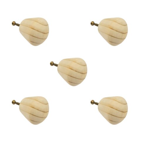 Kit 5 Puxadores de Madeira Redondos para Móveis Gavetas Armários Modelo Luna