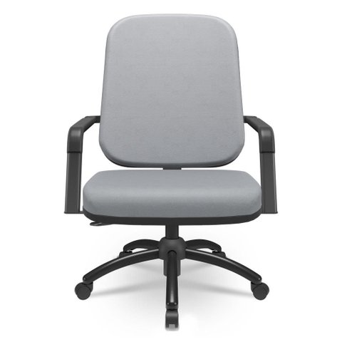 Cadeira de Escritório Giratória com Braço Preta Magno P03 Vinil Cinza - Lyam Decor