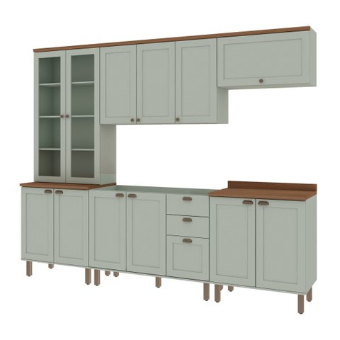 Cozinha Completa 5PÇS 12PTS 4 Gav Iluminata Verde Mint/Ebano