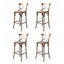 Ver imagem 1 de Conjunto 4 Banquetas Katrina em Aço Cobre com Encosto e Corano para Bancada Gourmet Home - Bege