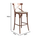 Ver imagem 3 de Conjunto 4 Banquetas Katrina em Aço Cobre com Encosto e Corano para Bancada Gourmet Home - Bege