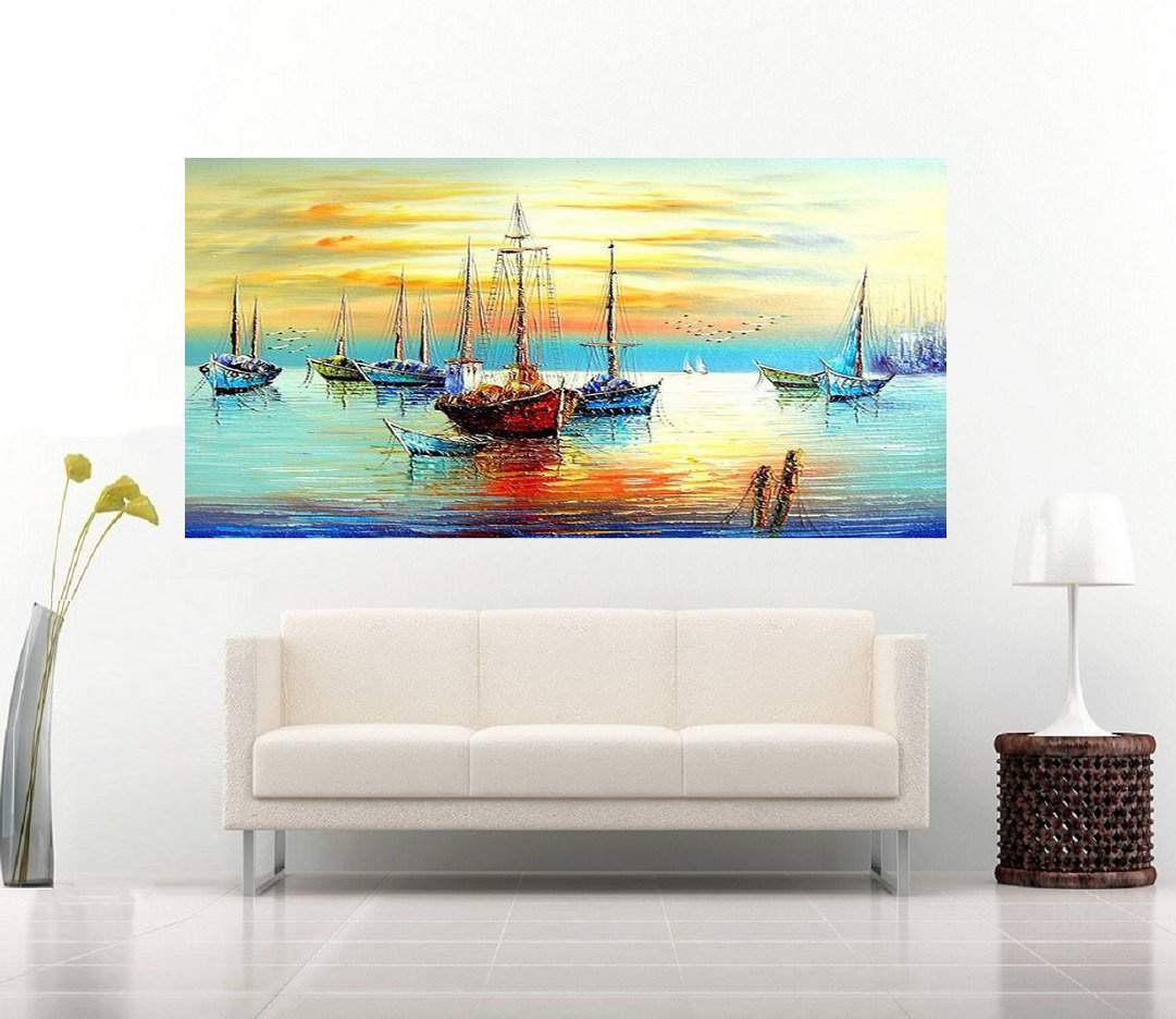 Quadro Pintura Tela Moderna Marinas 2425: 90cm (A) x 180cm (L) - 3