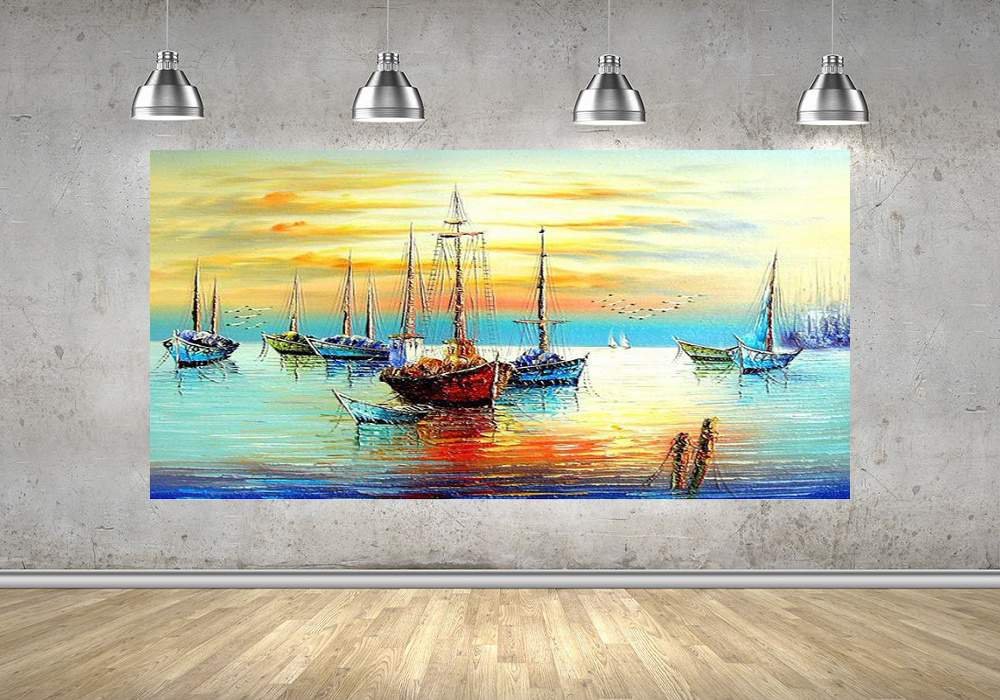 Quadro Pintura Tela Moderna Marinas 2425: 90cm (A) x 180cm (L) - 4