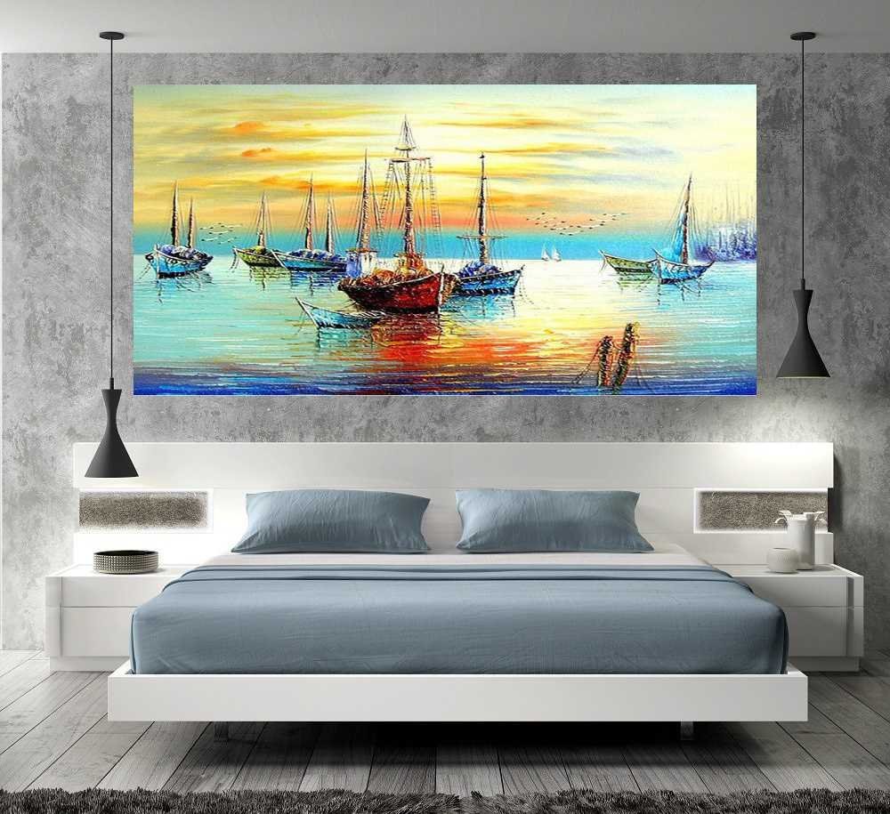 Quadro Pintura Tela Moderna Marinas 2425: 90cm (A) x 180cm (L) - 5