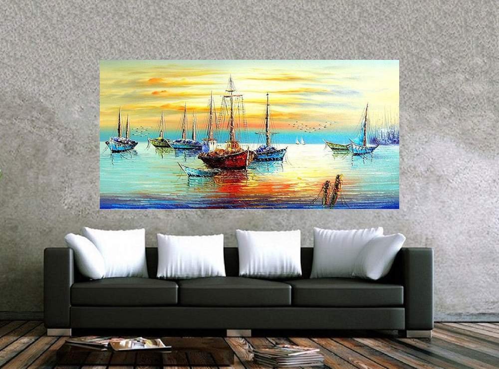 Quadro Pintura Tela Moderna Marinas 2425: 90cm (A) x 180cm (L) - 2