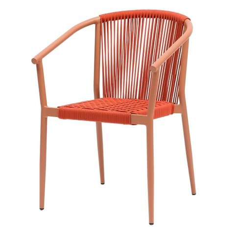 Cadeira Empilhável Oliveta Rivatti 57 Cm (larg) Estrutura Alumínio Castanho Corda Náutica