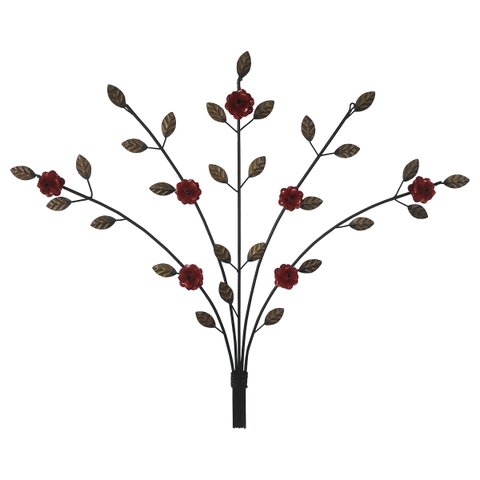 Arabesco Artesanal de Parede em Ferro com Rosinhas Coloridas e Pintura Antiferrugem Libertas Rosas a
