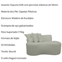 Sofá Curvo 2 Lugares Feijão Orgânico Divã Suede Cinza Claro + Brindes - 3