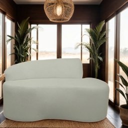 Sofá Curvo 2 Lugares Feijão Orgânico Divã Suede Cinza Claro + Brindes - 2