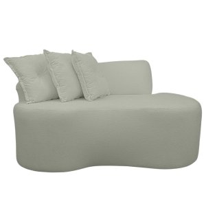 Sofá Curvo 2 Lugares Feijão Orgânico Divã Suede Cinza Claro + Brindes