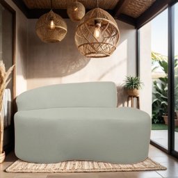 Sofá Curvo 2 Lugares Feijão Orgânico Divã Suede Cinza Claro + Brindes - 4