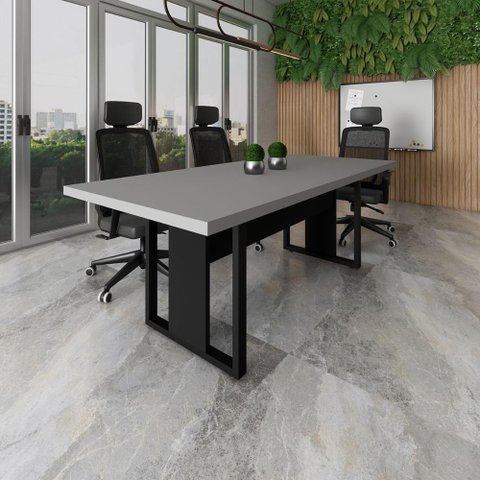 Mesa de Escritório Reunião 2,00m Pé Metal Quadro F5 Office
