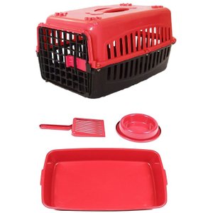 Caixa de Transporte para Gatos, Caixa de Areia, Pá e Comedor