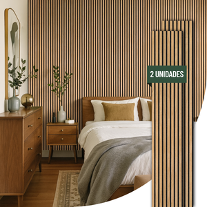 Kit 2 Painel Ripado de Madeira Natural Acústico Ikara - 270x32cm