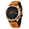 Relógio de Quartzo Esportivo Masculino Benyar Luxo Impermeável Cronógrafo Marrom Dourado - 1