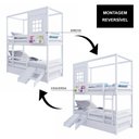 Ver imagem 6 de Treliche Casinha Reta com Grade Removível e Escorregador Madeira Maciça Branco Housin