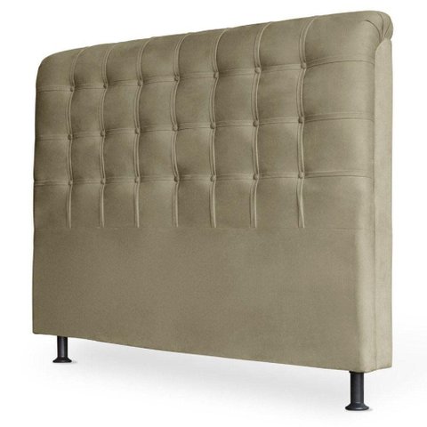 Cabeceira Estofada Box Casal Queen Louise 160cm Bege Escuro